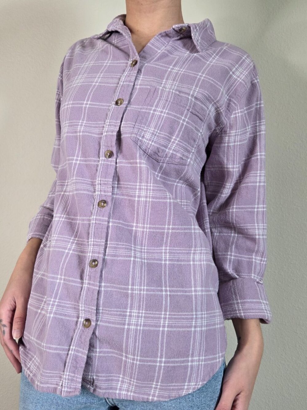 Sonoma Women's Size Small Pastel Purple Flannel Button-Up